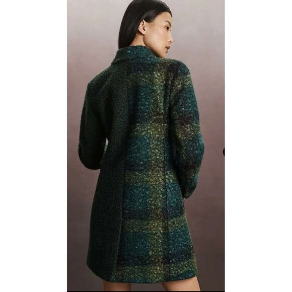 NVLT Plaid de Bouclé Double-Breasted Coat Medium Notch Lapel Lined Medium - Picture 3 of 11